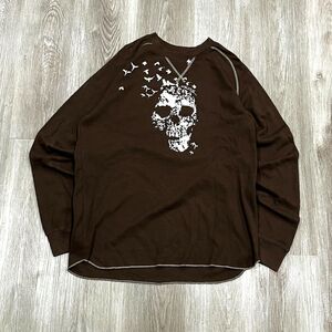 Vintage 00s Y2K Gotcha Surfwear Long Sleeve Thermal Shirt Men's Size Large Brown